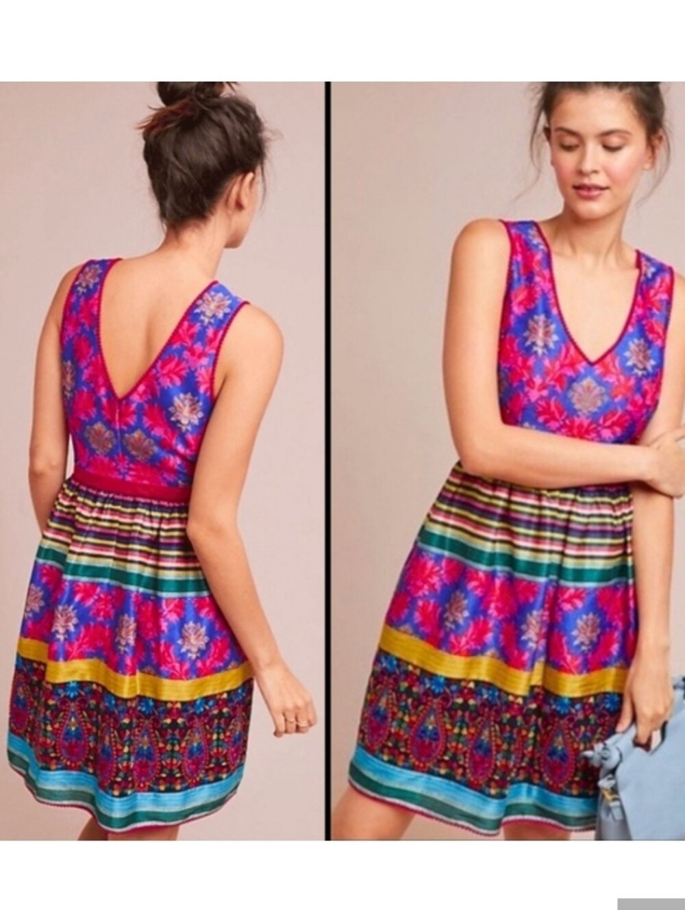Anthropologie Payal Jain Francesca Dress Embroidered Multicolor Fit & Flare Sz 6